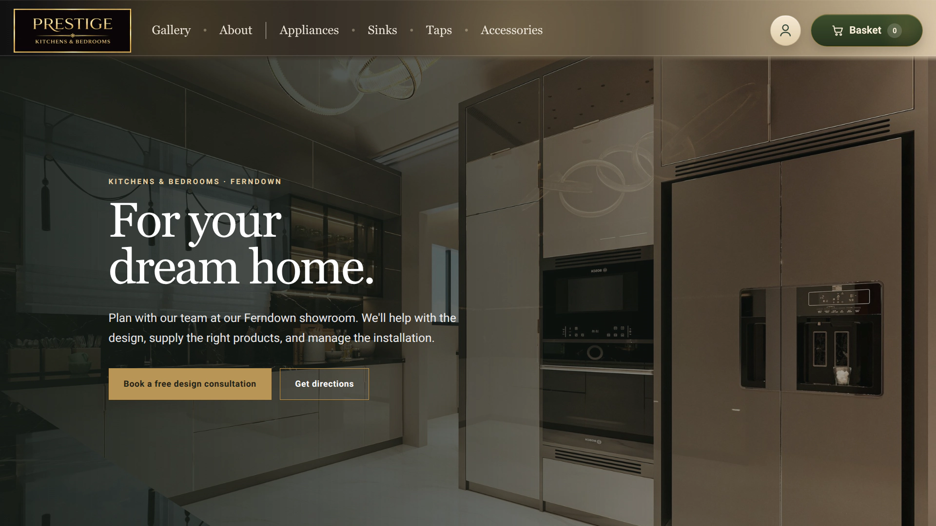 Prestige Kitchens website homepage